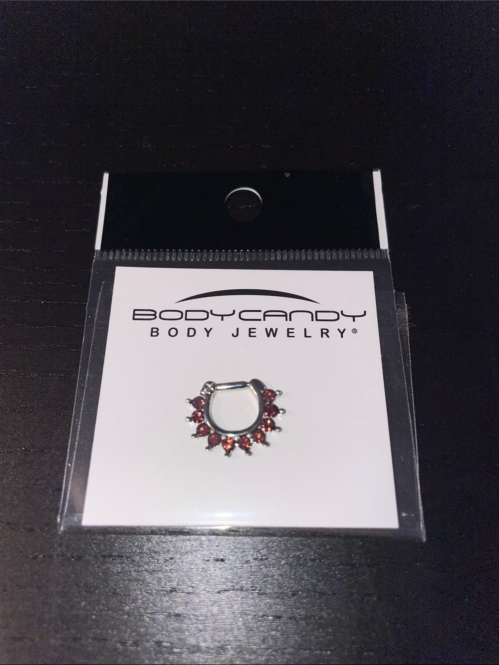 Red Gem Cluster Septum Ring - Silver